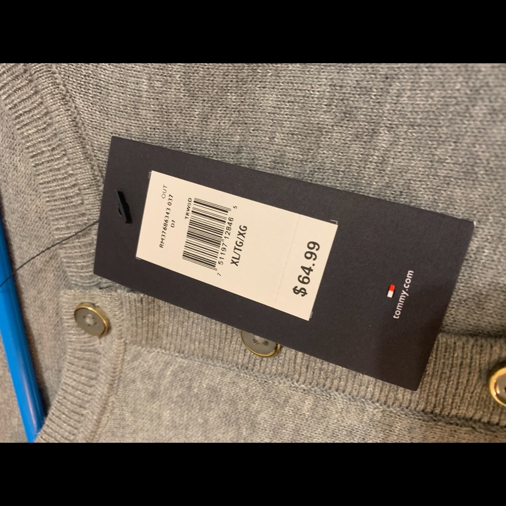 🆕 Tommy Hilfiger ❤️ Heather Grey Cardigan 💙 - Picture 8 of 8
